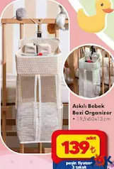 ASKILI BEBEK BEZİ ORGANİZER 19,5X50X13 CM